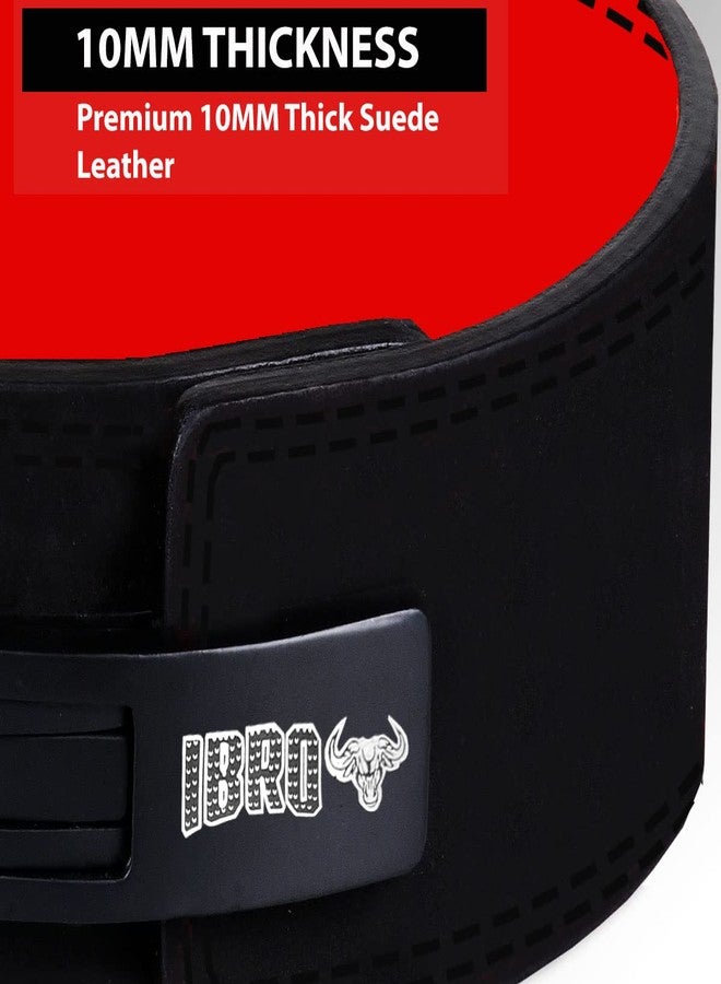 IBRO Powerlifting Lever Gym Belt – Power 10MM Extreme Heavy Duty Genuine Leather Belts - Squats Deadlifts Bodybuilding Weight Lifting IPF Power Lifting Strongman for Men BlackRed XL - Image 4